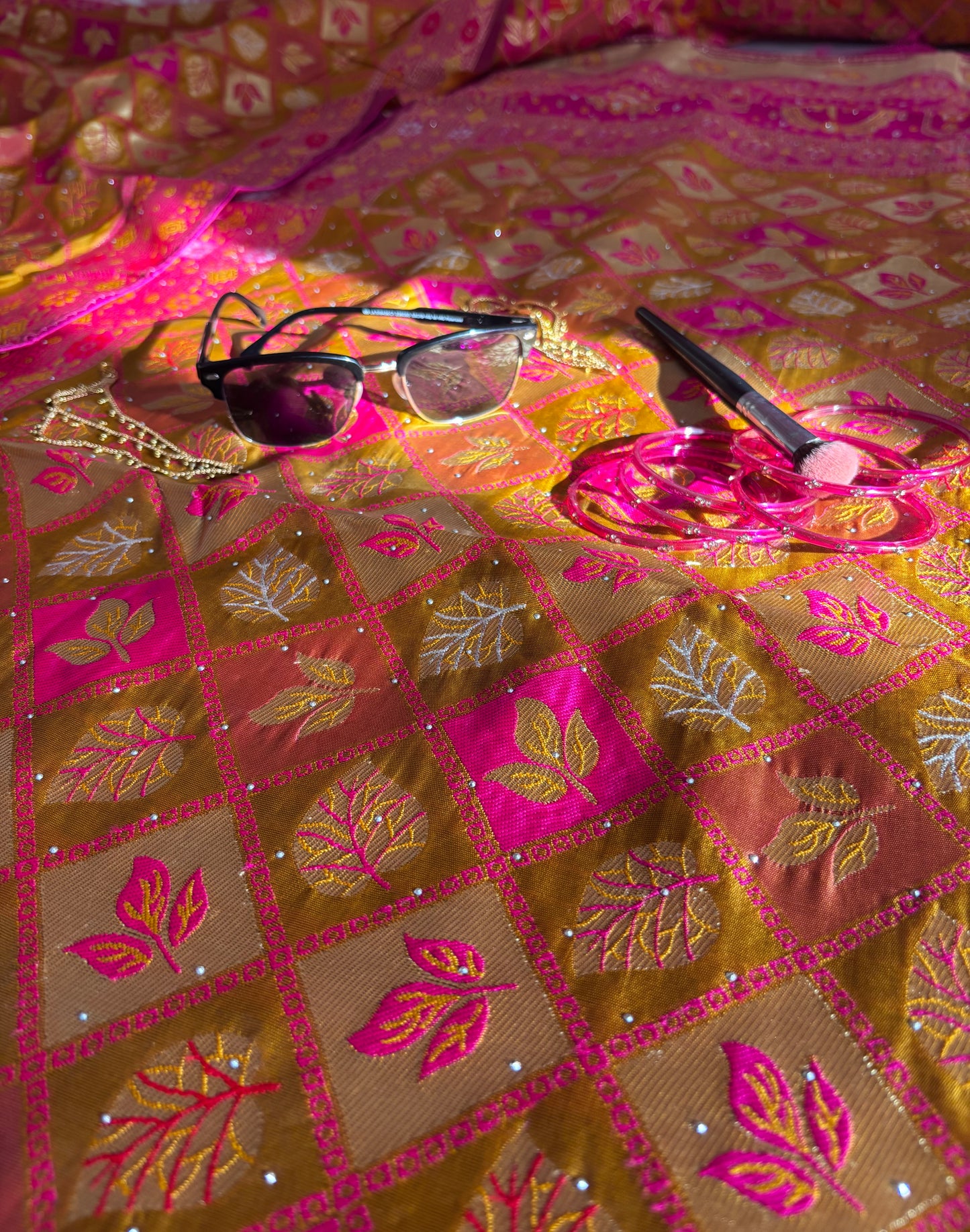 Radiant Litchi Kota Silk Jhalar Barsat Saree - Sindoor