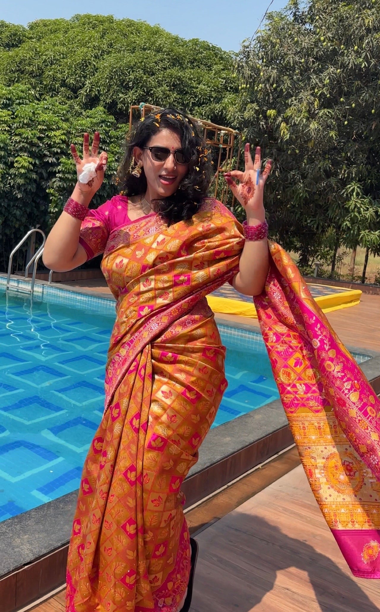 Radiant Litchi Kota Silk Jhalar Barsat Saree - Sindoor
