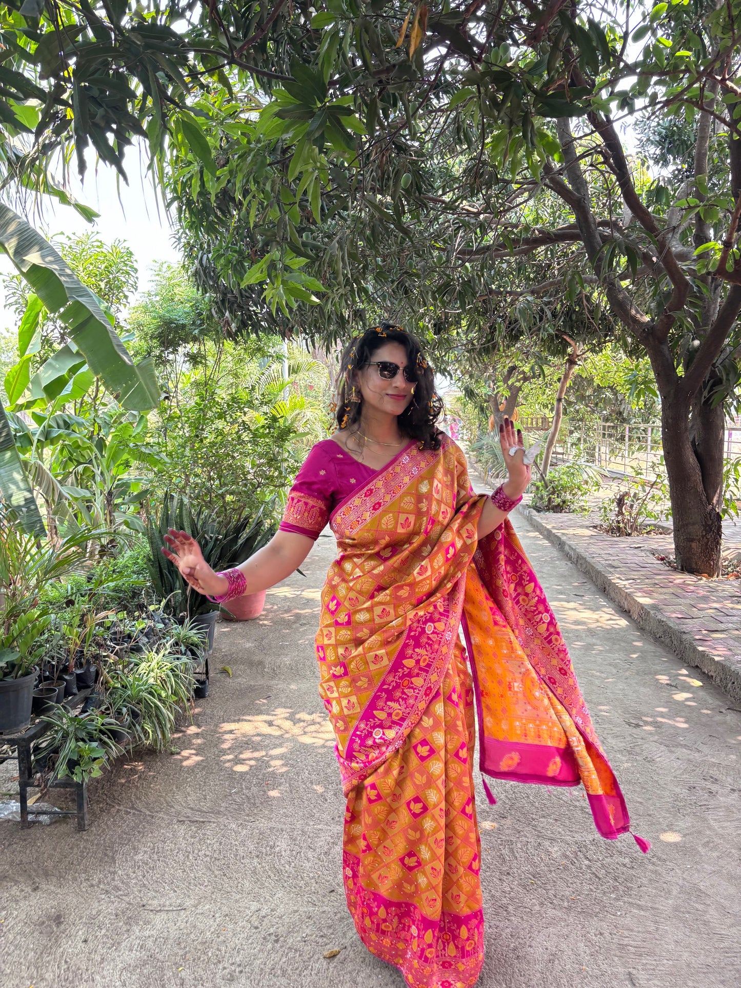 Radiant Litchi Kota Silk Jhalar Barsat Saree - Sindoor