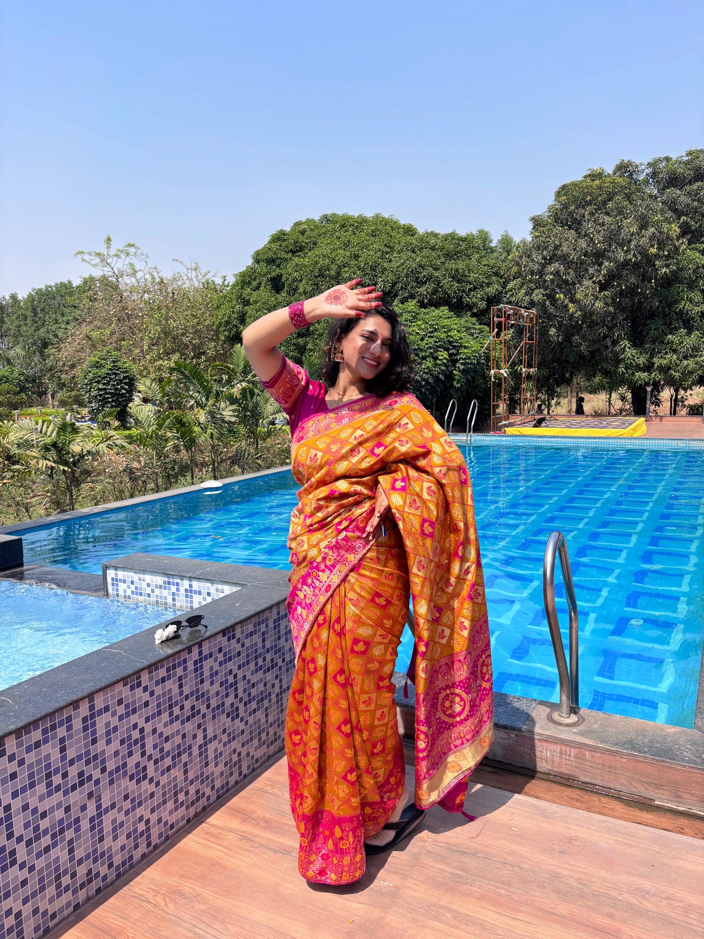 Radiant Litchi Kota Silk Jhalar Barsat Saree - Sindoor