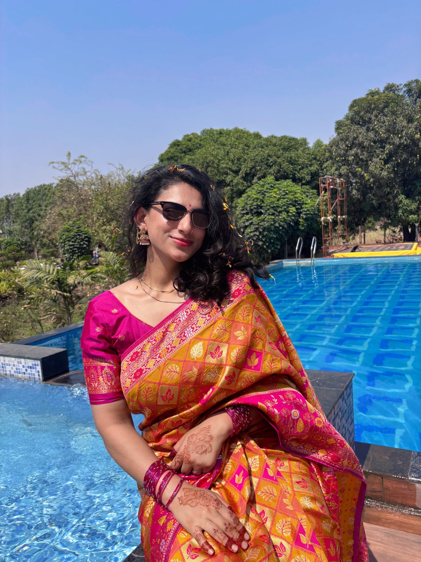 Radiant Litchi Kota Silk Jhalar Barsat Saree - Sindoor