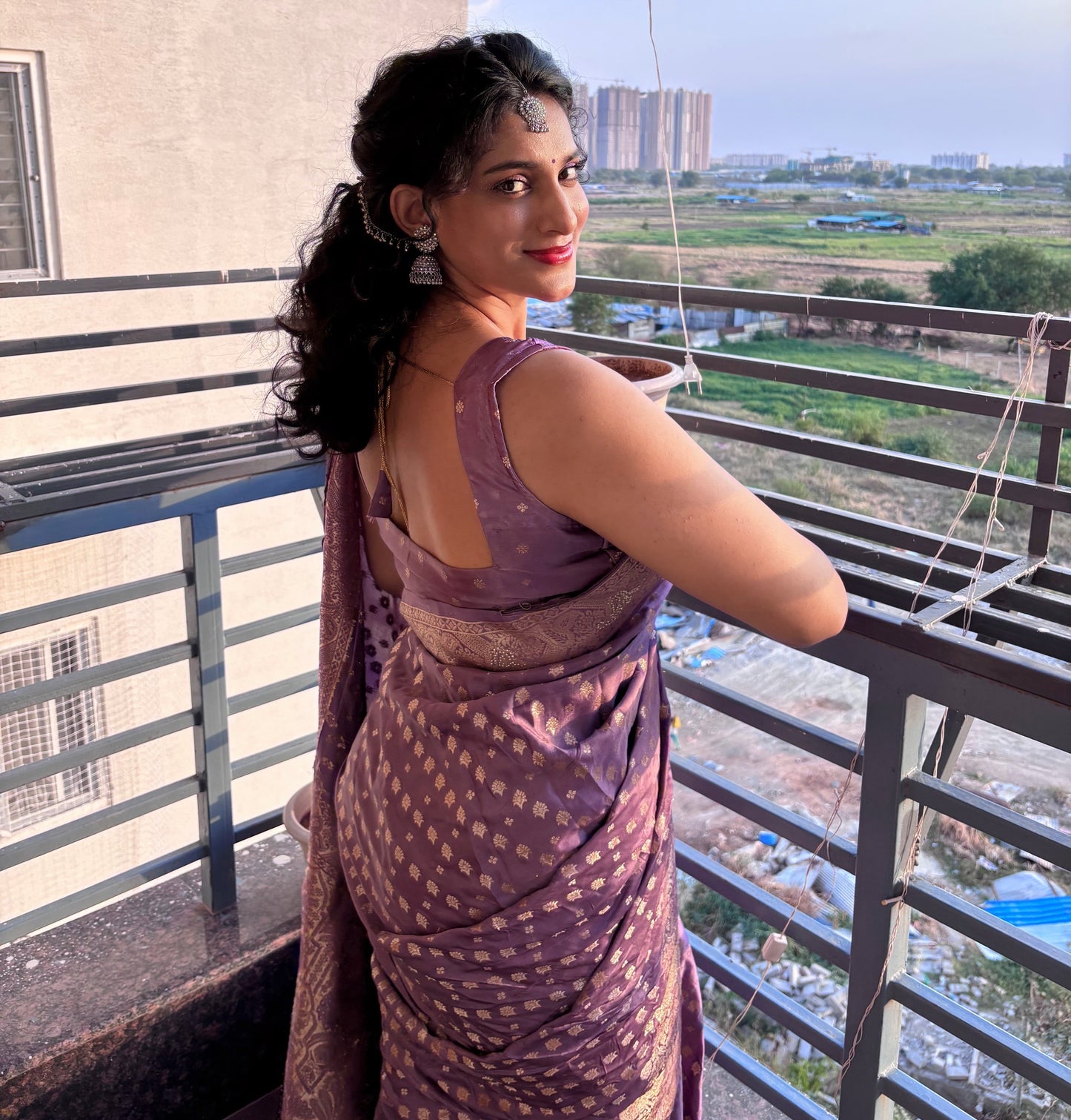 Elegant Kasturi Satin Saree with Golden Motifs