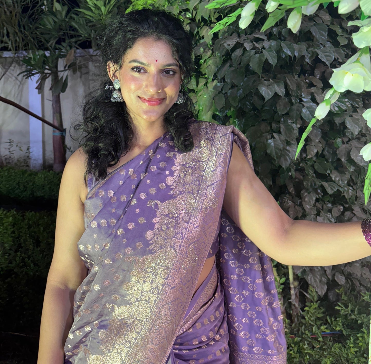 Elegant Kasturi Satin Saree with Golden Motifs
