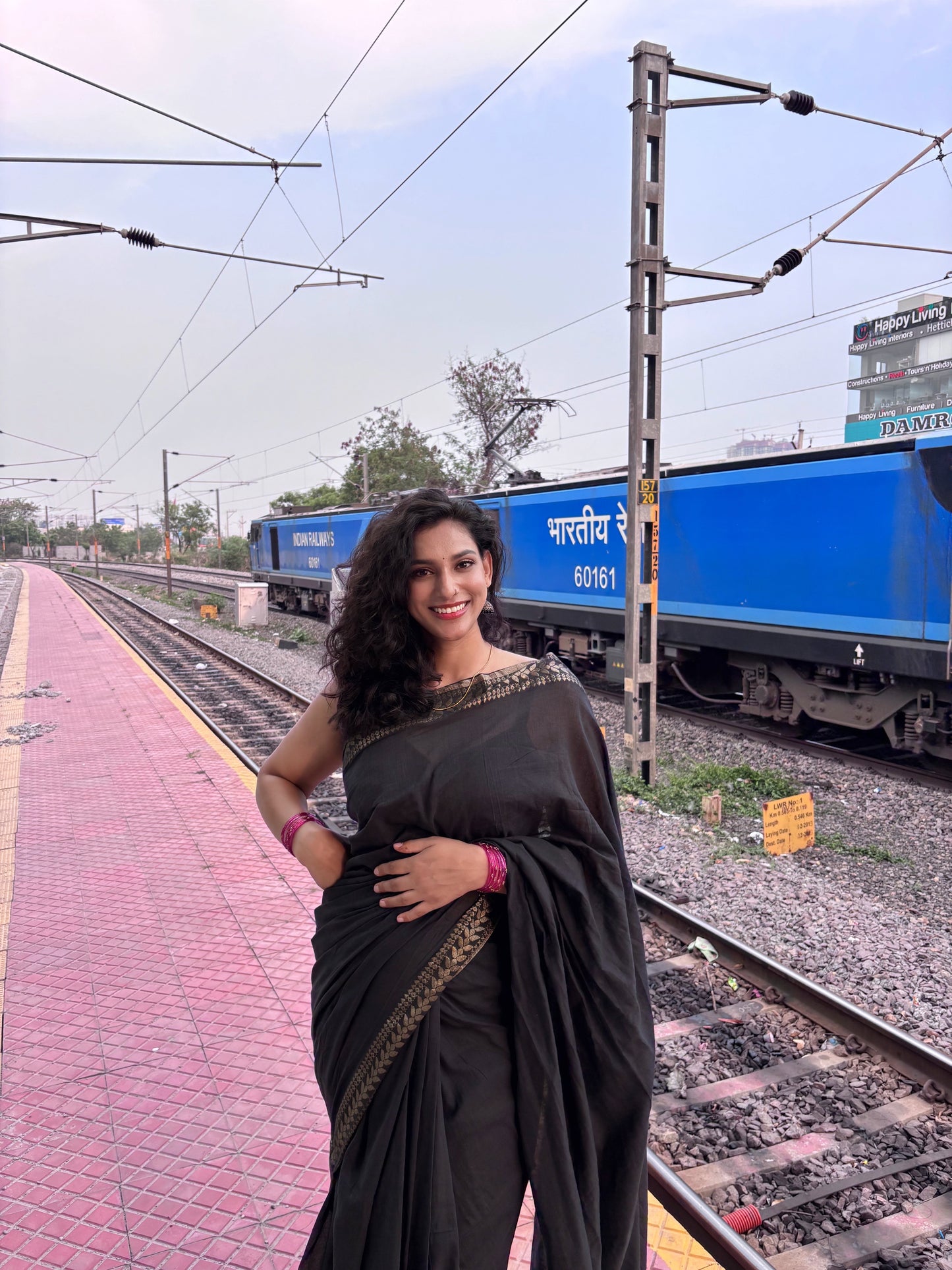 Classic Black Bengal Handloom Cotton Saree with Woven Border